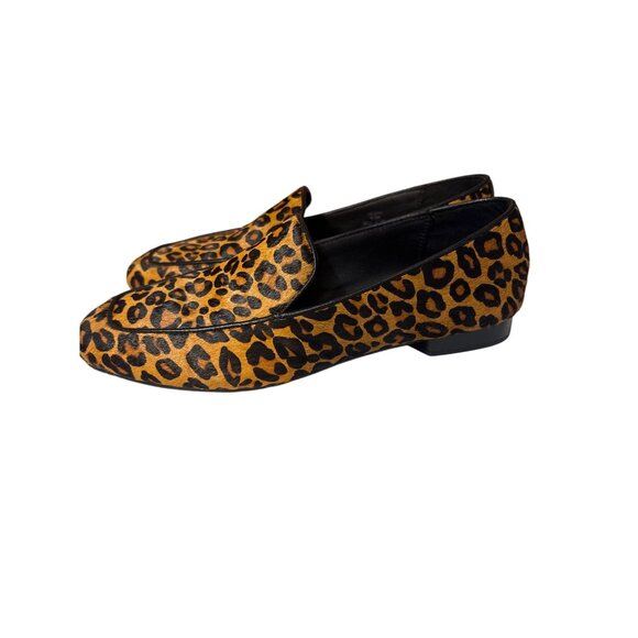 Donald Pliner Womens Leopard Print Loafers 6.5M Heddy Animal Hair Calfskin - Picture 1 of 7